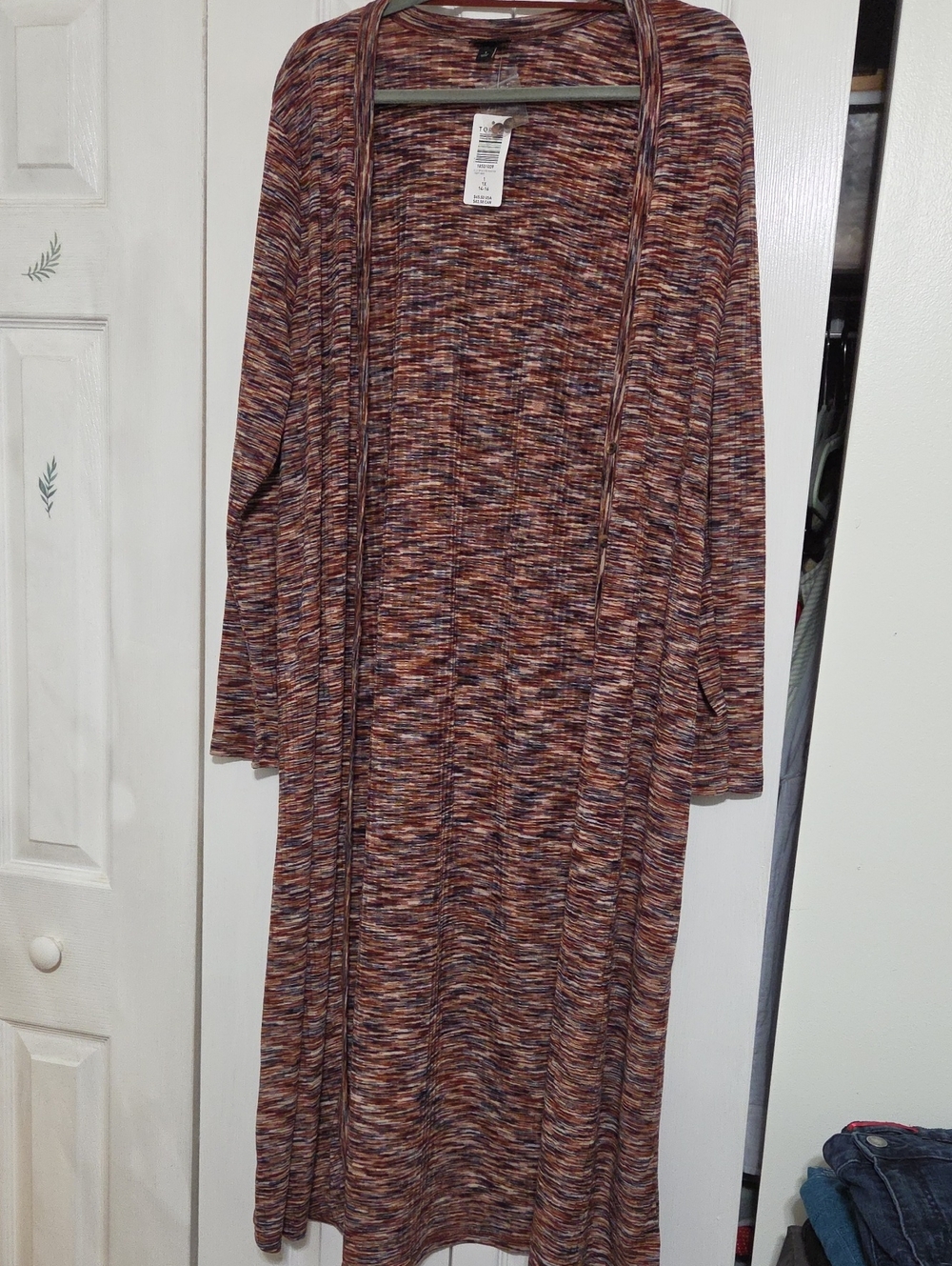 torrid Marled Open-Front Duster in Rust and Brown Mix